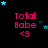 Pixelated pink text "Total Babe <3" on black background with cyan and dark blue stars, each star arrangement distinct across frames.