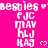 Static image with bright pink background displaying repeated text and heart symbols in white pixelated font.