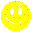 Four yellow pixelated smiley faces with varying expressions on gray and black backgrounds.