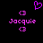 Pixelated pink text and symbols on black background with heart symbol above name.