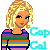 Pixelated character with blonde hair wearing rainbow striped shirt, standing beside cyan text reading 'Gap Girl' on white background.
