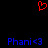 Red pixelated heart symbol above blue text reading 'Phani<3' repeated twice on black background.