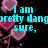 Pixelated cyan text on black background with pink heart shapes, displaying romantic phrases and a small heart symbol.