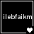 Four black square with white borders display the text 'ilebfaikm' and heart symbols that change from one to two hearts across frames