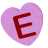 Pink heart-shaped candies with red letter E, displayed in a with varying 3D rotations and partial views