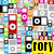 A static grid of pixelated icons in various colors including red, pink, yellow, blue, green, orange, and gray with some featuring symbols like circles or squares.