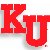 Red block letters K and U on a pixelated background with light blue and white tones.