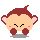 Two pixel art frames of a cartoon monkey character with brown hair, pink ears, and blush marks on its cheeks, displayed side-by-side in a contact sheet format.