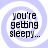 Four identical display the text "you're getting sleepy..." over a light purple spiral background with white outlines