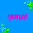 Blue background with repeating pink 'yung!' text and green square-based pixel art elements in a pattern