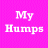 nine text-based icons on a bright pink background, each displaying variations of 'My Humps', 'I <3 FERGIE' with different color and style treatments