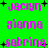 Green background with pink text displaying names and plus signs in a pattern, showing animation changes in text and symbol positions
