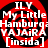 Four identical display red and black spiral patterns with white text reading ILY My Little Hamburg YAIRA [insida] on a pixelated background