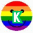 Rainbow-colored circular icon with a smiling face, displaying different letters over the mouth area.