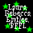 Green star shapes animate against a black background with white text reading Laura, Rebecca, Emilee. PEFL in pixelated font.