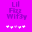 Purple background with 'Lil Fizz Wif3y' text and five white/pink plus signs; animation changes one pink sign to white.
