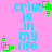 Pixelated text 'crisp is in my life' in light blue on pink background with green square-dot patterns.