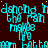 A static digital image displays repeated cyan text on a dark brown background with scattered yellow dots.