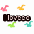 Pixelated icon with pink, yellow, green, and cyan shapes above text reading "i loveee" on left and "samantha" on right.