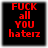 Four identical square display red pixelated text on black backgrounds with gray borders
