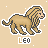 Pixel art lion walking left to right with mane, tail, and legs in motion