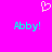 A bright pink background features a pixelated heart above two identical cyan text instances reading 'Abby!' with slight color bleeding.