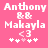 Pixelated text on pink background shows 'Anthony & & Mahayla <3' with heart and star symbols, two versions differ in symbol color.