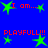 Blue background with green star icons and red text reading "I om..." and "PLAYFULL!!!" in pixelated font.