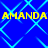 Blue background with light blue diamond pattern and yellow text repeating "AMANDA AMANDA" in two