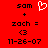 Red background with black text and a white heart icon; two identical side-by-side showing 'sam + zach = <3 11-26-07' with one having a heart icon