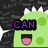 Animated green cartoon character with pink tongue, purple text 'CAN' and 'YOU', peace symbol, and 'RAWR??' text with green skull.
