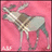 Pixelated image of a light-colored horse with brown patches standing against a pink background, rendered in low-resolution style.
