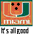 Pixelated icon with orange and green sections, three black crosses above text reading 'it's all good' in blocky font.