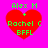 Four identical pixelated heart-shaped icons with green text on a bright pink background, each displaying 'Alex M + Rachel C BFLL' in blocky font.