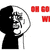 Pixelated black-and-white cartoon head with afro hair, mouth open in a shout, red pixelated text blocks to the right.