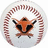 Circular icon with a fox-like creature at center, surrounded by a curved text band in brown and white pixels.