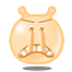 Two side-by-side cartoonish orange figures with rounded heads, small ears, and angry expressions showing teeth.