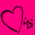 Two heart-shaped icons with text elements on a bright pink background, displayed side-by-side in a contact sheet layout.