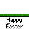 Animated contact sheet of 16 pixel-art Easter bunny frames with