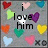 A pixelated image with colorful hearts on a gray background, displaying text that changes across three