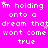 A bright pink background displays repeated white pixelated text reading "im holding onto a dream that wont come true" with small white stars scattered throughout.