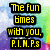 Yellow pixelated text on black outlines against a colorful mountain and star background with visible animation changes.