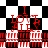 Red text "I LOVE ALL" overlaid on shifting black-and-white checkered backgrounds with red horizontal stripes.