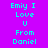 Pixelated text 'Emiy I Love U From Daniel' displayed in cyan on a purple background with a single red horizontal bar across the middle