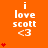 Orange background with white text 'i love scott <3' and red heart symbols in a pattern, showing animation changes across frames