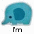 Blue elephant icon with dark blue eye and ear, displaying text 'I'm' above it, then 'A', then 'Giraffe!' below it.