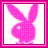 Pixelated pink bunny silhouette with long ears against white background, next to dark gray radial burst pattern with bold purple text.