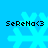 Pixelated blue snowflake with black text 'SeReNa<3' on a solid light blue background, displayed in four identical quadrants.