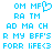 Pixelated blue text and symbols on white background, with one frame showing a heart symbol replacing the 'O' in 'MF'.