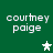Green background with four instances of 'courtey paige' text and star symbols in white and light green.